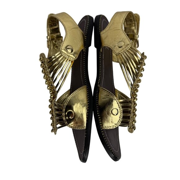 Vintage Kalli Gold Metallic Gladiator Sandals Adjustable Buckle Straps - Picture 7 of 9